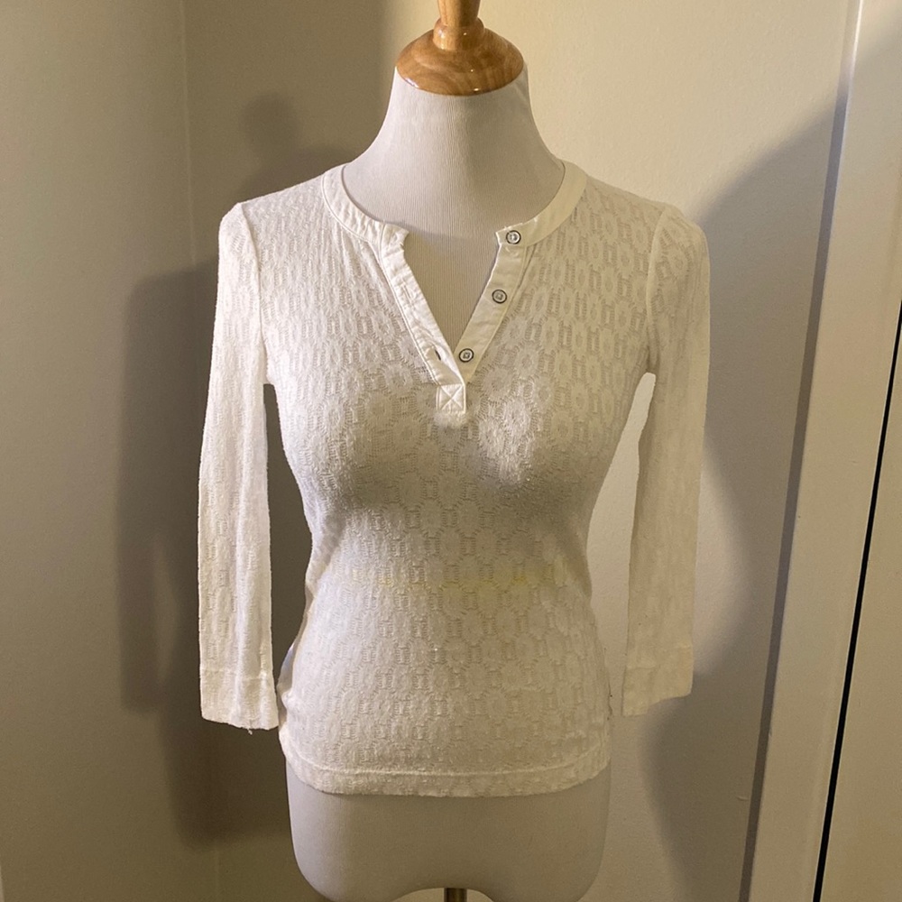 rag & bone sheer white 3/4 length sleeve size xs